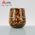 Leopardenglas Tasse Gold Leopard Stammless Weinglas